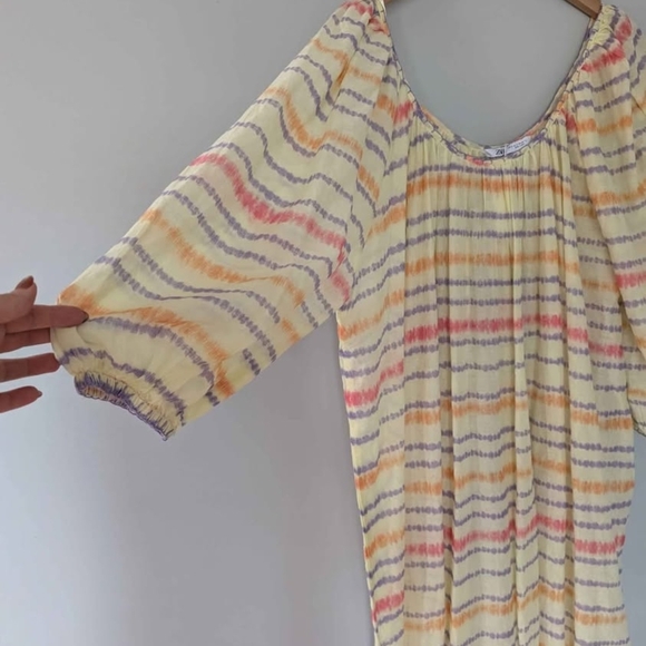 BNWT Zara Multicolor Oversized Puff Sleeve  Sundress Small Boho - Picture 5 of 10